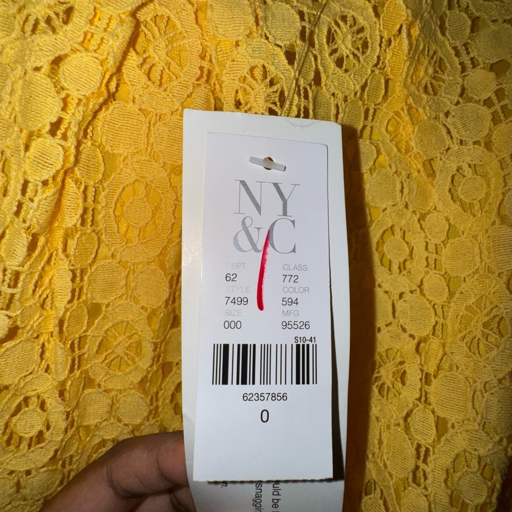New York & Company Yellow Lace Dress